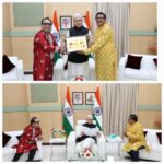 Hon’ble Governor of Telangana Shri Jishnu Dev Varma was felicitated by Abhijeeth Bhattacharjee and Pt. Prodyut Mukherjee at Hyderabad.
