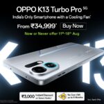OPPO K13 Turbo Pro 5G: India’s Only Smartphone with a Cooling Fan Goes Live on Sale from Tomorrow