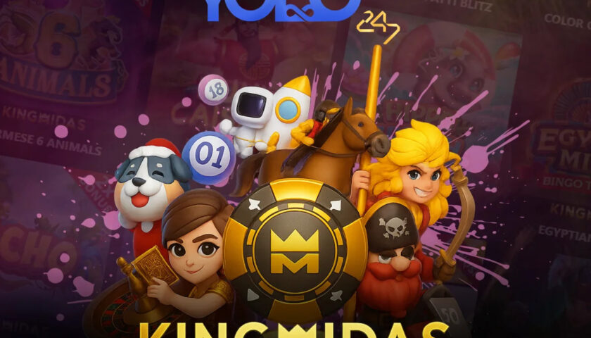 Yolo247.io homepage displaying the Kingmidas Games section on screen