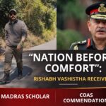 IIT Madras Scholar Rishabh Vashistha Awarded Prestigious COAS Commendation on Army Day 2026